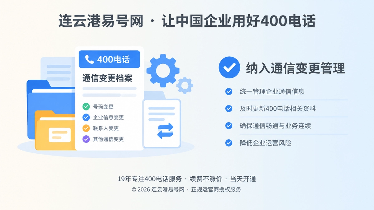 2026年连云港易号网：400电话办理后的变更管理课